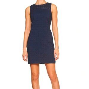 Banana Republic Navy Blue Eyelet Sleeveless Sheath Casual Dress Size 0